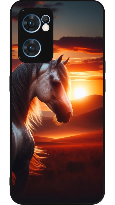 OPPO Reno7 5G Case Hülle - Silikon schwarz Majestätischer Sonnenuntergang Pferd