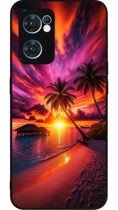 OPPO Reno7 5G Case Hülle - Silikon schwarz Malediven Abenddämmerung Glückseligkeit