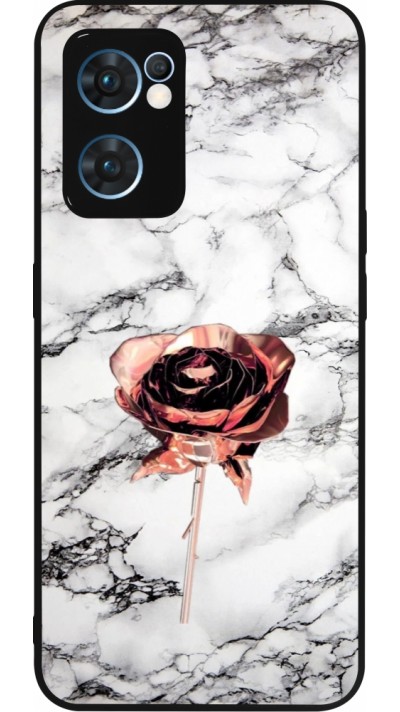 OPPO Reno7 5G Case Hülle - Silikon schwarz Marble Rose Gold