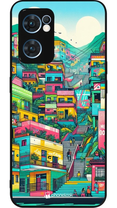 OPPO Reno7 5G Case Hülle - Silikon schwarz Medellin Comuna 13 Kunst