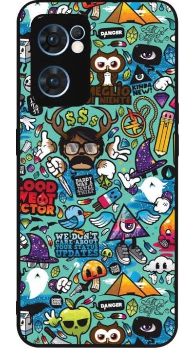 OPPO Reno7 5G Case Hülle - Silikon schwarz Mixed Cartoons Turquoise