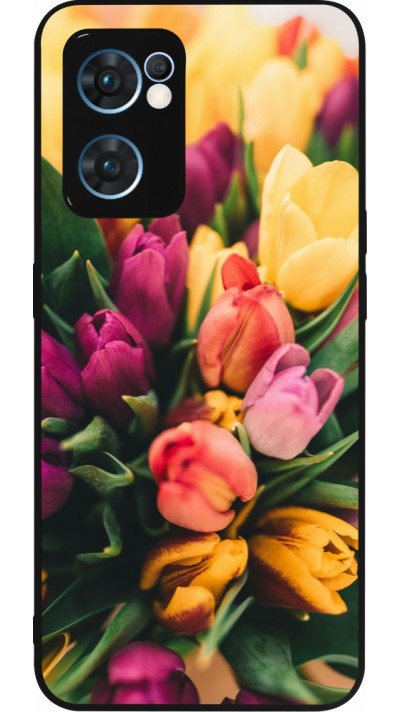 OPPO Reno7 5G Case Hülle - Silikon schwarz Bouquet of tulips Spring 2026