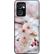 Coque OPPO Reno7 5G - Silicone rigide noir Cherry tree Spring 2026
