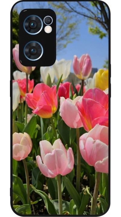 OPPO Reno7 5G Case Hülle - Silikon schwarz Tulips Spring 2026
