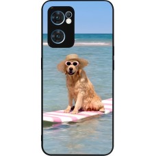 OPPO Reno7 5G Case Hülle - Silikon schwarz Summer Dog on Paddle