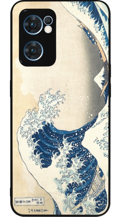 Coque OPPO Reno7 5G - Silicone rigide noir Tableau art - La Grande Vague de Kanagawa - Hokusai