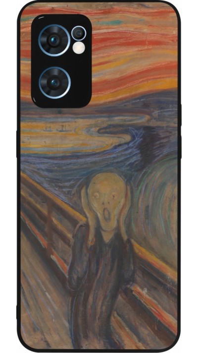 Coque OPPO Reno7 5G - Silicone rigide noir Tableau art - Le Cri - Edvard Munch