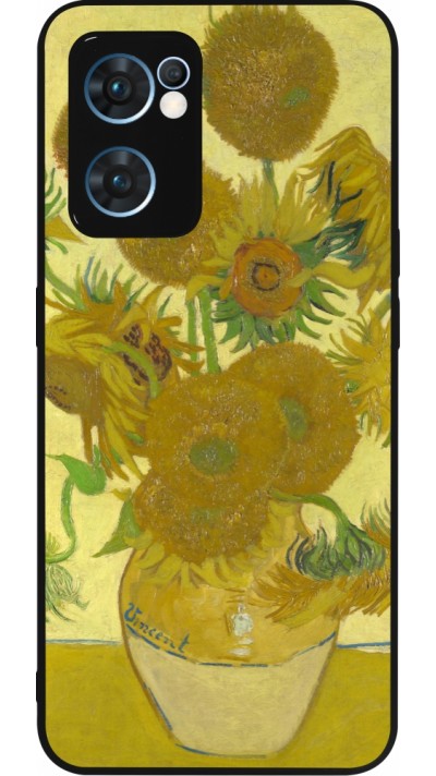 Coque OPPO Reno7 5G - Silicone rigide noir Tableau art - Les Tournesols - Van Gogh