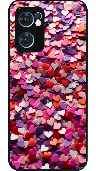 Coque OPPO Reno7 5G - Silicone rigide noir Valentine 2025 Confetti