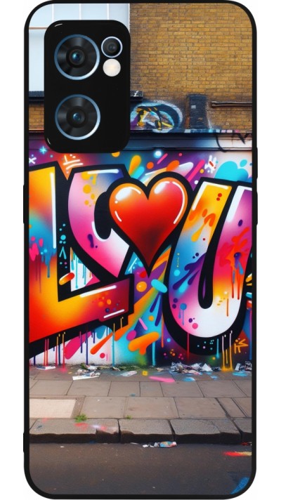 Coque OPPO Reno7 5G - Silicone rigide noir Valentine 2025 Love U Tag
