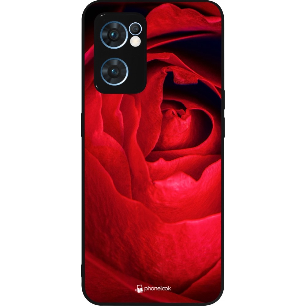 OPPO Reno7 5G Case Hülle - Silikon schwarz Valentine 2022 Rose