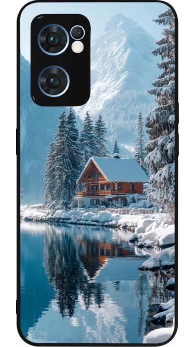 OPPO Reno7 5G Case Hülle - Silikon schwarz Winter 25 Winter house forest day