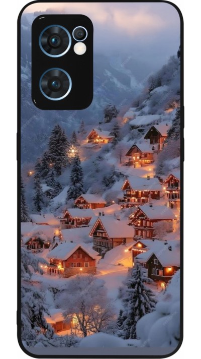 OPPO Reno7 5G Case Hülle - Silikon schwarz Winter 25 Winter snowy village