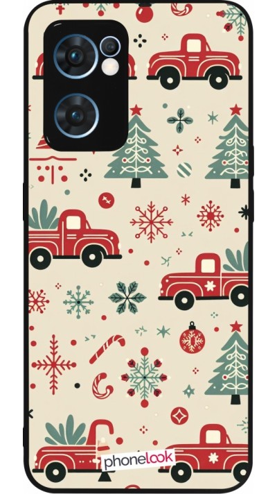 OPPO Reno7 5G Case Hülle - Silikon schwarz Weihnachten 2024 Lkw Tanne