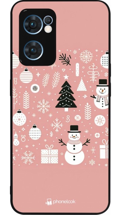 OPPO Reno7 5G Case Hülle - Silikon schwarz Weihnachten 2024 Rose Schneemann Weihnachten