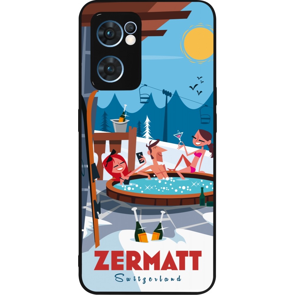 OPPO Reno7 5G Case Hülle - Silikon schwarz Zermatt Mountain Jacuzzi
