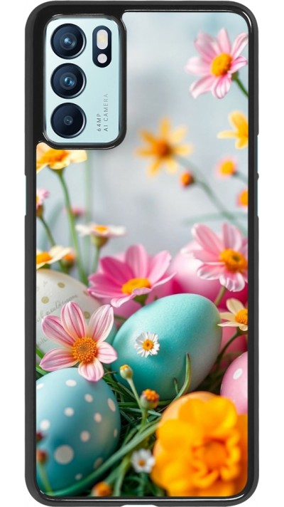 Coque OPPO Reno6 5G - Easter 2026 Eggs with flowers