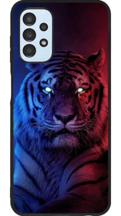 Coque Samsung Galaxy A13 5G - Silicone rigide noir Tiger Blue Red