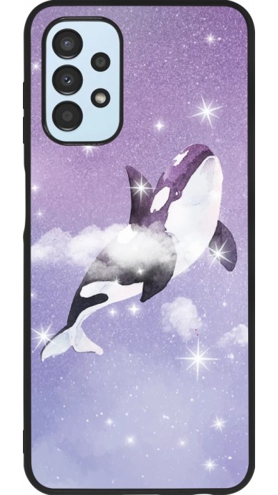 Coque Samsung Galaxy A13 5G - Silicone rigide noir Whale in sparking stars