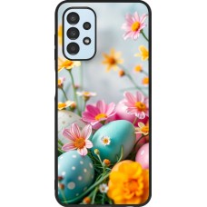Coque Samsung Galaxy A13 5G - Silicone rigide noir Easter 2026 Eggs with flowers