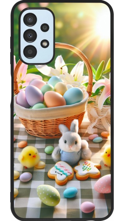 Coque Samsung Galaxy A13 5G - Silicone rigide noir Easter 2025 Panier Pâques