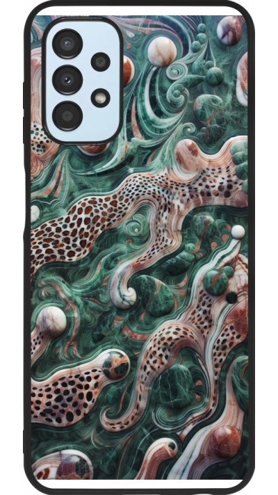 Samsung Galaxy A13 5G Case Hülle - Silikon schwarz Grüner Marmor und abstrakter Leopard
