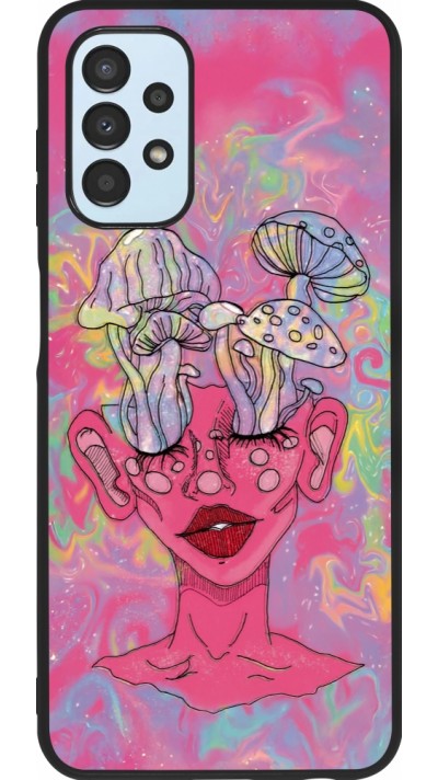 Samsung Galaxy A13 5G Case Hülle - Silikon schwarz Psychedelic pink mushroom