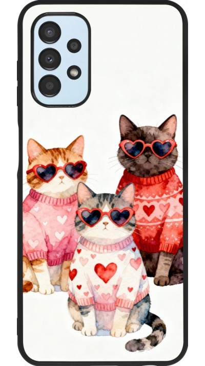 Coque Samsung Galaxy A13 5G - Silicone rigide noir Saint Valentines Day 26 Cat Love