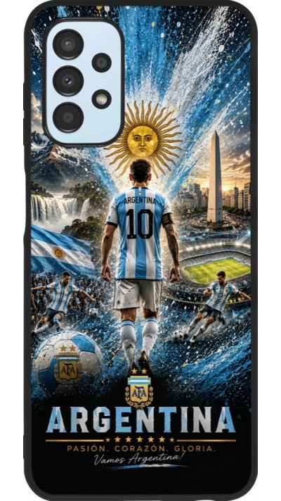 Coque Samsung Galaxy A13 5G - Silicone rigide noir Football Argentine splash 2026