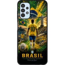 Coque Samsung Galaxy A13 5G - Silicone rigide noir Football Brésil splash 2026