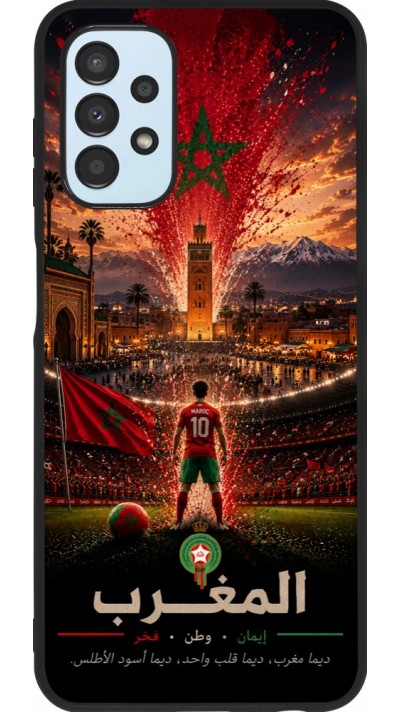 Coque Samsung Galaxy A13 5G - Silicone rigide noir Football Maroc splash 2026