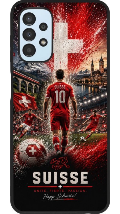 Coque Samsung Galaxy A13 5G - Silicone rigide noir Football Suisse splash 2026