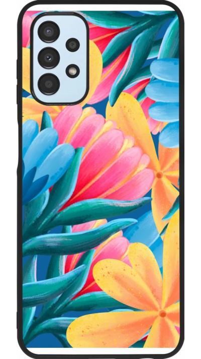Coque Samsung Galaxy A13 5G - Silicone rigide noir Spring 23 colorful flowers