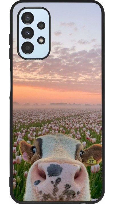 Coque Samsung Galaxy A13 5G - Silicone rigide noir Cow with tulips 2026