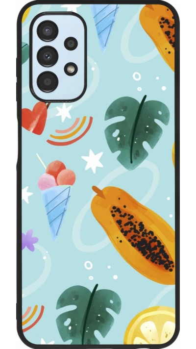 Coque Samsung Galaxy A13 5G - Silicone rigide noir Summer 2025 Pattern papaya