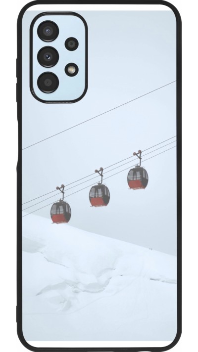 Coque Samsung Galaxy A13 5G - Silicone rigide noir Winter 22 ski lift