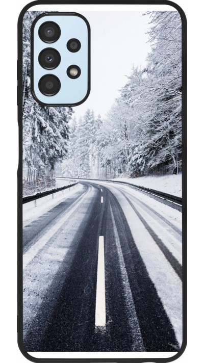 Samsung Galaxy A13 5G Case Hülle - Silikon schwarz Winter 22 Snowy Road