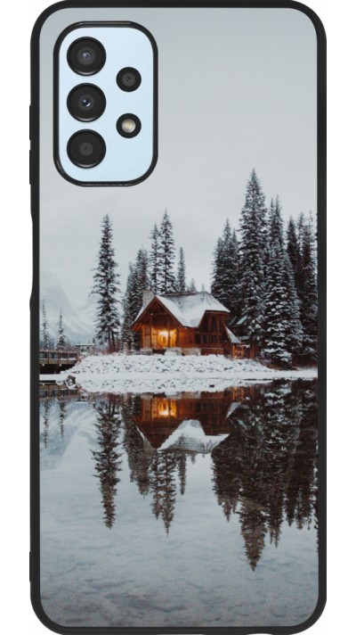 Coque Samsung Galaxy A13 5G - Silicone rigide noir Winter 25 Winter house forest afternoon