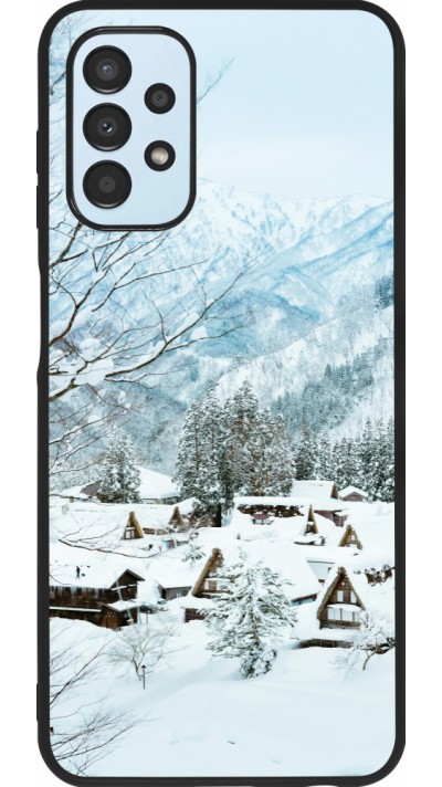 Coque Samsung Galaxy A13 5G - Silicone rigide noir Winter 25 Winter snowy landscape