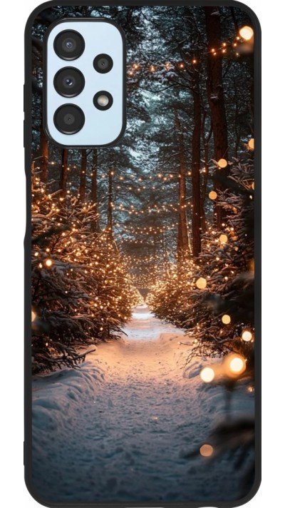 Coque Samsung Galaxy A13 5G - Silicone rigide noir Winter 25 Winter snowy road