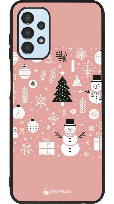 Samsung Galaxy A13 5G Case Hülle - Silikon schwarz Weihnachten 2024 Rose Schneemann Weihnachten