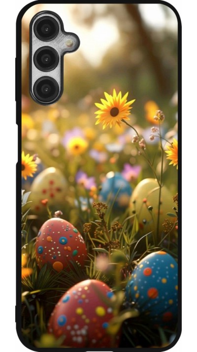 Coque Samsung Galaxy A14 5G - Silicone rigide noir Easter 2026 Decorated eggs