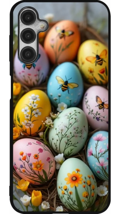Coque Samsung Galaxy A14 5G - Silicone rigide noir Easter 2026 Eggs with bees