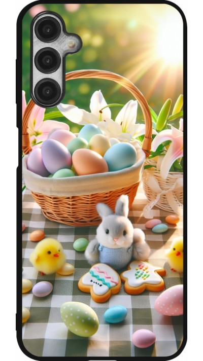 Coque Samsung Galaxy A14 5G - Silicone rigide noir Easter 2025 Panier Pâques