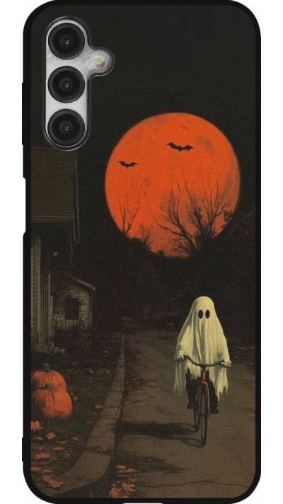 Coque Samsung Galaxy A14 5G - Silicone rigide noir Halloween 2025 Ghost on a bicycle Coque Samsung Galaxy A14 5G - Silicone rigide noir Halloween 2025 Ghost on a bicycle