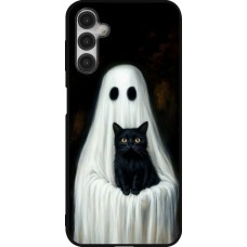Coque Samsung Galaxy A14 5G - Silicone rigide noir Halloween 2025 Ghost with black cat