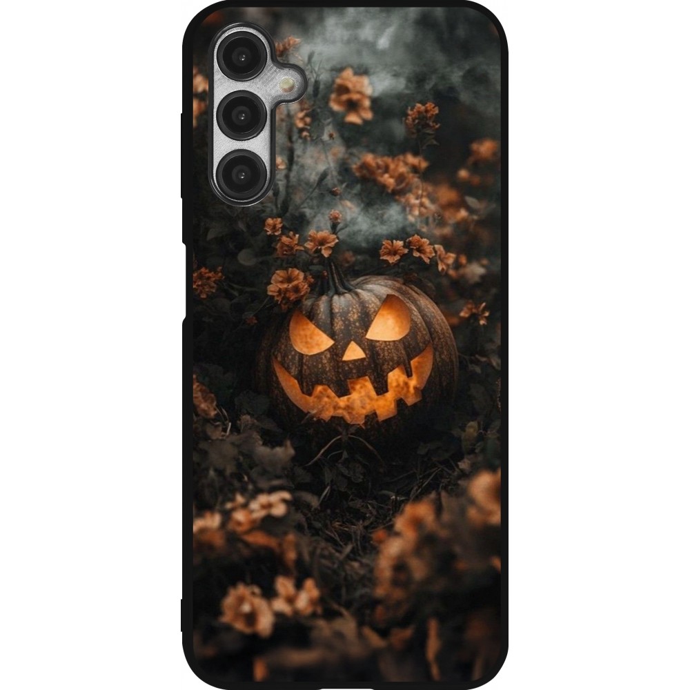 Coque Samsung Galaxy A14 5G - Silicone rigide noir Halloween 2025 Pumpkin with flowers