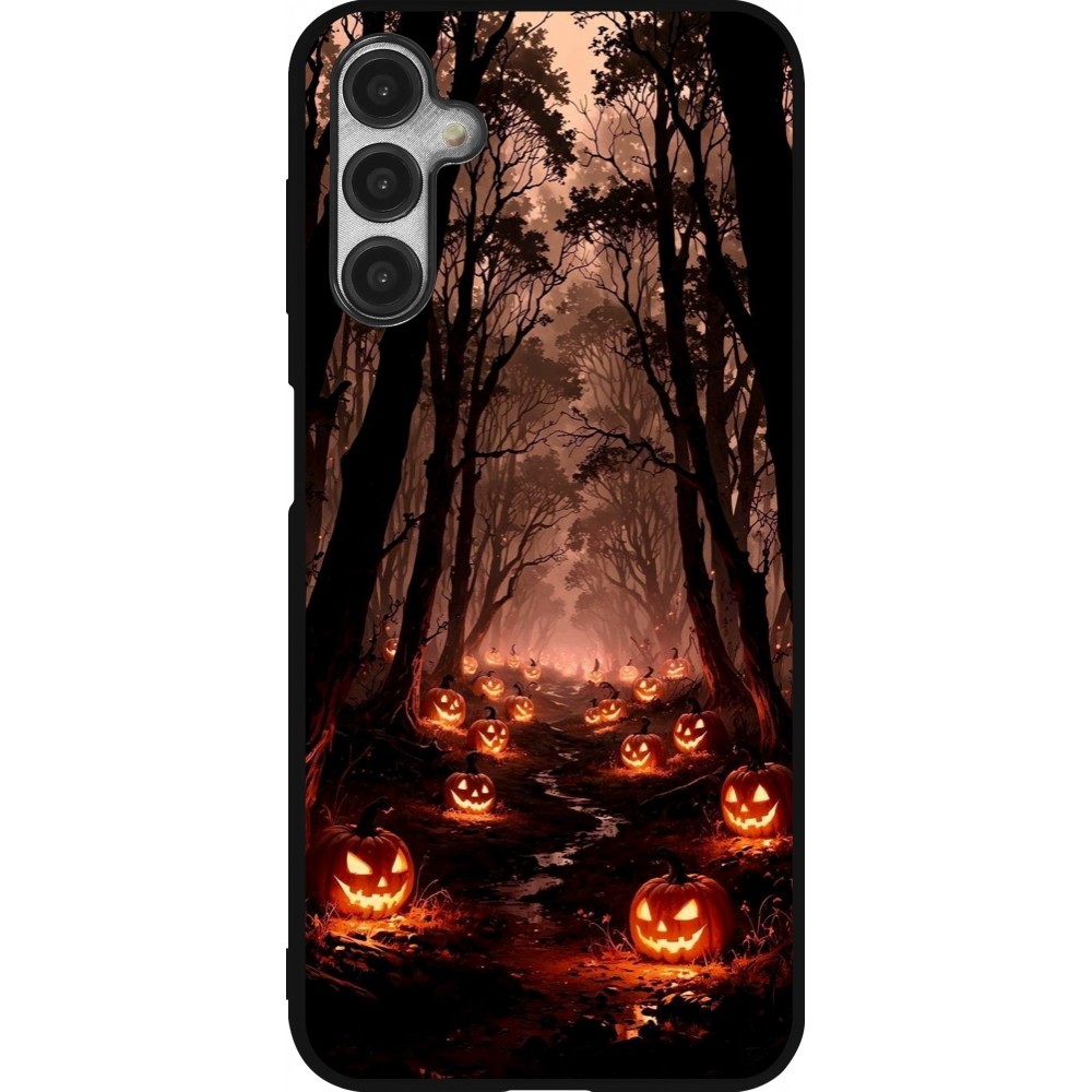 Coque Samsung Galaxy A14 5G - Silicone rigide noir Halloween 2025 Road of Terrifying Pumpkins