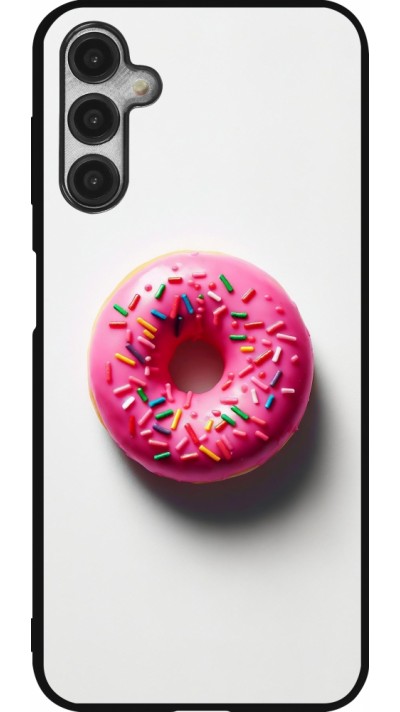 Coque Samsung Galaxy A14 5G - Silicone rigide noir Weißer Hintergrund, pinker Donut