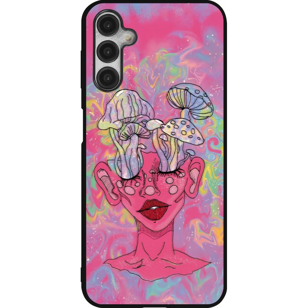Coque Samsung Galaxy A14 5G - Silicone rigide noir Psychedelic pink mushroom